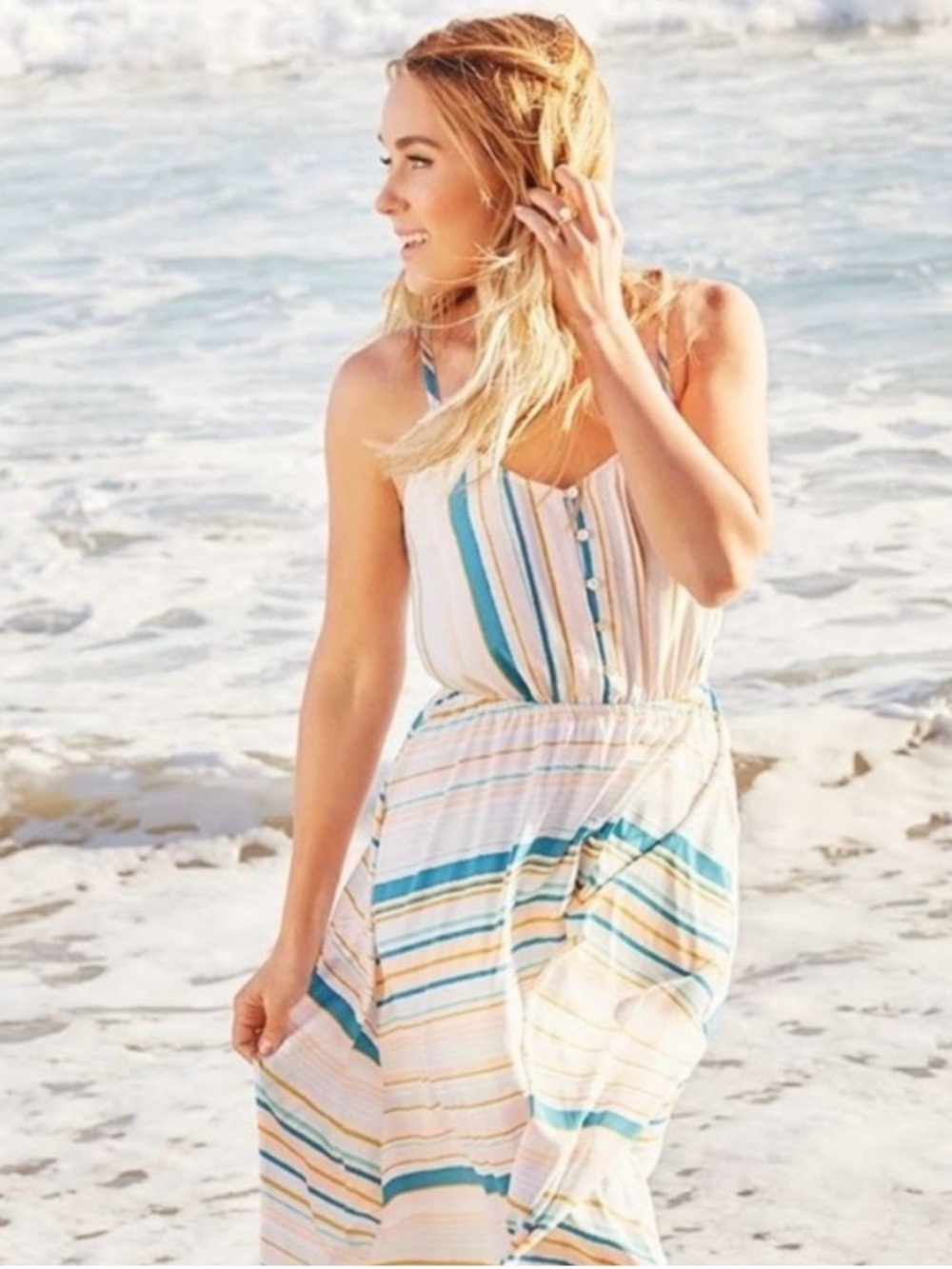 Lauren Conrad Swept Ashore Midi Dress Size 12 Beach Summer Preppy